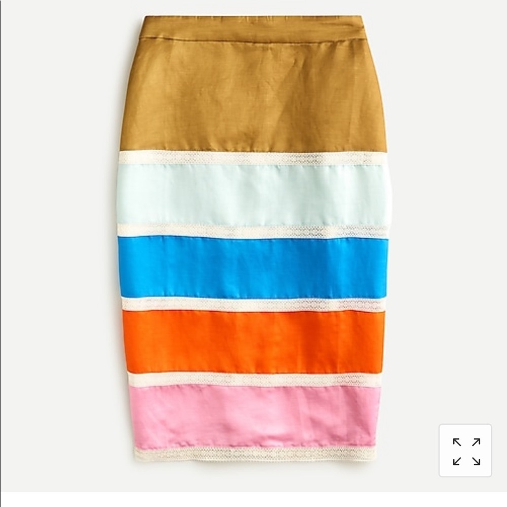 JCrew Color Block Skirt With Ribbon Trim